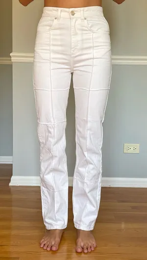 ZARA White High Waisted Straight Leg Jeans Women’s Size US 4 EU 36 thumbnail 1