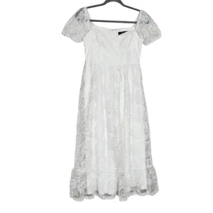 Lulus White Floral Midi Cocktail Dress NWT Size Small White Cocktail Dress thumbnail 3