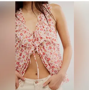 NWT Free People Fearless Floral Ruffle Tank Top Size S 🌸 thumbnail 3
