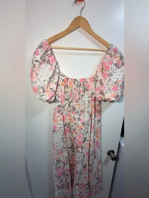 Avec Les Filles $169 Pink Garden Party Floral Twist Bodice Midi Dress Size 12 thumbnail 5