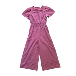Anthropologie Somerset Jumpsuit Small Pink Full Length Short Sleeve Wide‎ Leg thumbnail 4