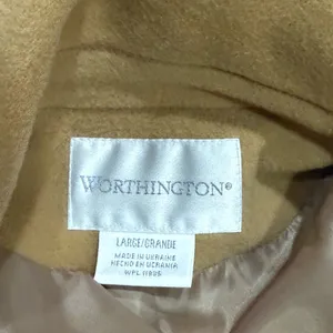 Covington Tan Mid Length 100% Wool Trench Coat Size Large thumbnail 4