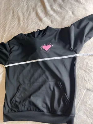 Heart Graphic Black Pullover Hoodie Sweatshirt Love Women’s Sz L NWOT thumbnail 6