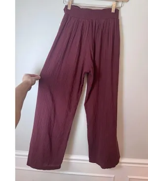 BECCA by Rebecca Virtue Pant Wide Leg Coverup Gauzy Side Slit NWT Coconut XS thumbnail 4