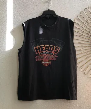 2001 Y2K Vintage Harley Davidson sleeveless graphic biker muscle tank tee t-shirt Size XXL thumbnail 1