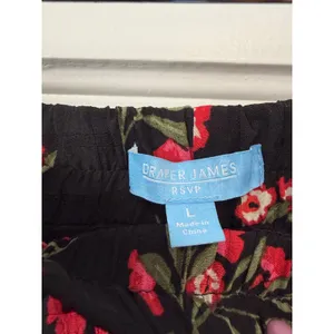 Draper James RSVP Black Red Floral Tiered Midi Skirt Elastic Waist Large L thumbnail 5