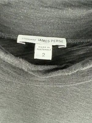 James Perse Black Skinny Turtleneck Long Sleeve Fitted Cotton Tshirt Top thumbnail 4
