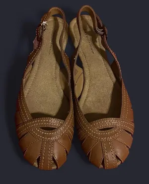 Predictions Brown Faux Leather Slingback Sandals thumbnail 1