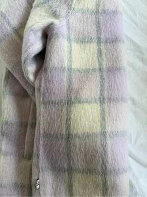 Hollister Lavender and Cream Plaid Pea Coat thumbnail 2