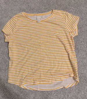 H&M Basics Yellow Stripe Crew Neck Women’s Tee thumbnail 1