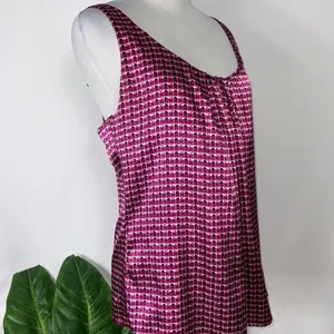 New York & Co Vibrant Purple Print Satin Adjustable Strap Tank Top S thumbnail 4