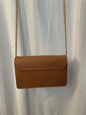 ASOS Brown Faux Leather/Crocodile Crossbody Bag with Gold Chain Strap thumbnail 6