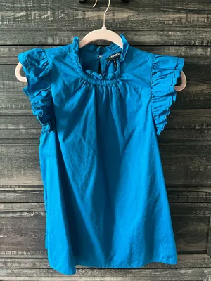 Express Blue/Teal Flutter Ruffle Sleeve blouse size small thumbnail 1