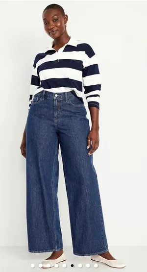 Old Navy Mid-Rise Wow Baggy Wide-Leg Dark Blue Wash Jeans Women’s Plus Size 20 thumbnail 1