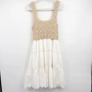 Anthropologie Womens Brittney Crochet Top Eyelet Boho Cottagecore Tiered Dress S thumbnail 10