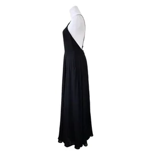 Lulu's Black Criss Cross Back Chiffon A-line Long Maxi Dress SMALL Pageant Prom‎ thumbnail 4