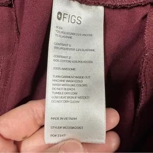Figs Women’s Nepal Skinny Scrub Pants Pull On Limited Edition in Burgundy XL thumbnail 10
