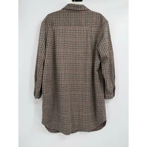 C By One Womens Houndstooth Plaid XL Brown Shacket Quiet Luxury Academia Casual thumbnail 2