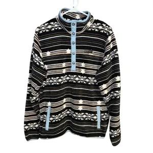 Cinch Polar Fleece Pullover Women L Black Aztec Southwest Snap Mock Neck‎ Hiking thumbnail 2