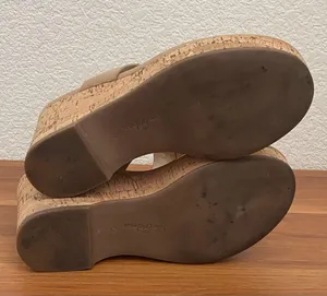 SAM EDELMAN Yardlie Almond Tan Patent Cork Wedge Platform Sandals Size 6 thumbnail 9