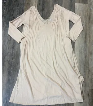 Free People Boho Tunic Dress Women’s Medium Blush Pink/Cream L/S Oversized thumbnail 1