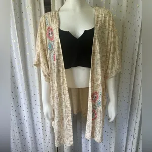 Panhandle NWOT Women's Embroidered Aztec BOHO Duster Kimono Style Cardigan L XL thumbnail 3
