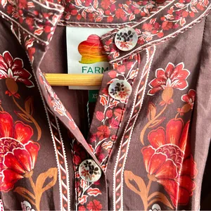 NWT Farm Rio Gigi Tapestry Belted Mini Dress Floral Brown and Red thumbnail 5