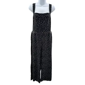 VETTA The Two Piece Apron Jumpsuit Size 18 Black Floral‎ Convertible Organic USA thumbnail 3