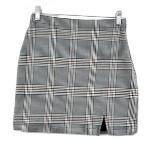 Abercrombie & Fitch White Black Plaid Zip Up Slit A-Line Skirt Mini Skirt Size S thumbnail 1
