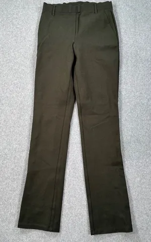 Quince Ponte Straight Leg Pant Women's X-Small Petite Olive Green Pull On thumbnail 1