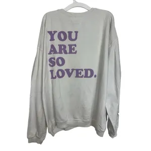 Smiley Face Oversized Sweatshirts Purple Made in USA L/XL Garment Dyed thumbnail 2