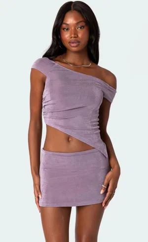 Edikted Hayden Asymmetric Top + Mini Skirt Set thumbnail 1