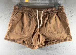 3017 | Pact Organic Cotton Stretch Twill Drawstring Shorts Brown Womens M thumbnail 1