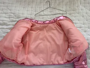 Boutique Cropped Pink Puffer Jacket thumbnail 6