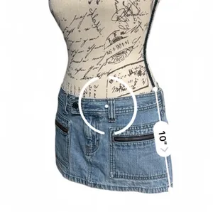 Y2K Abercrombie & Fitch Low Rise Denim Mini Skirt Zip Pockets 2000s Skirt Size 0 thumbnail 7
