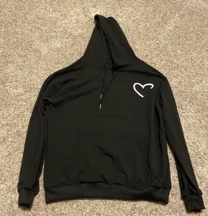Black Hoodie with Heart Design Size M thumbnail 1