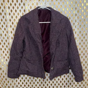 Wool coat purple red blend blazer jacket size S thumbnail 1