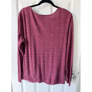 Pink Twist Front‎ Long Sleeve Top Stretch Knit Blouse Casual Flattering Fit XL thumbnail 7