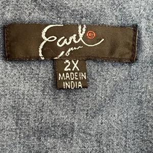 Earl Jean Womens 2X Blue Denim Chambray‎ Lace Up Pullover Shirt Long Sleeve NWT thumbnail 4