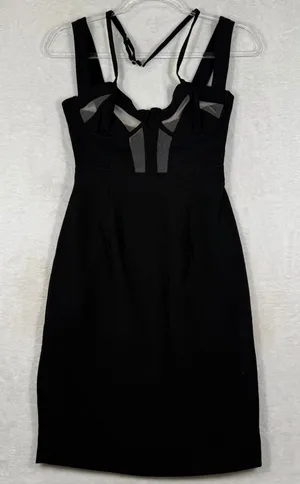 House‎ of CB London Camina Black Mesh Corset Bodycon Dress SB2247 XS thumbnail 1