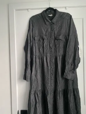 Avenue Women's Plus Size Denim Tiered Shirtdress New 16 thumbnail 5