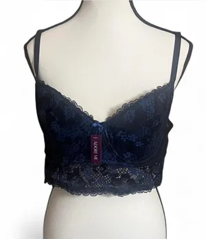 Adore Me Bra Sz 36DD Pacchi Black/Blue Lace Bralette Feminine Sexy Fairy thumbnail 3