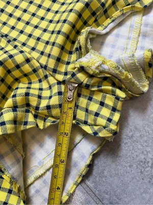 Zara Yellow and Black Plaid High-Waist Shorts thumbnail 4