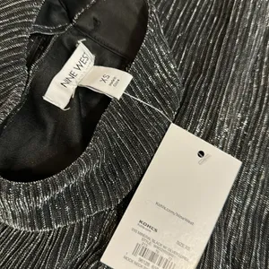 Nine West Mock Neck Swing Mini Dress Mineral Black‎ Silver Lurex XS WW23Y053RS1 thumbnail 10