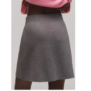 Anthropologie Maeve Knit A-Line Pull On‎ Mini Skirt Women's M Gray Quiet Luxury thumbnail 8