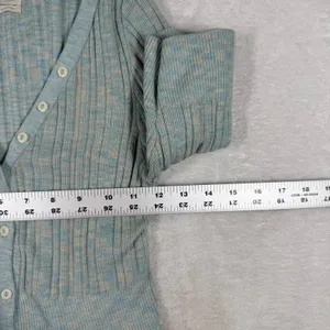 Urban Outfitters Blue Space Dye Ribbed Knit 3/4 Sleeve Cardigan Sweater Womens L thumbnail 4