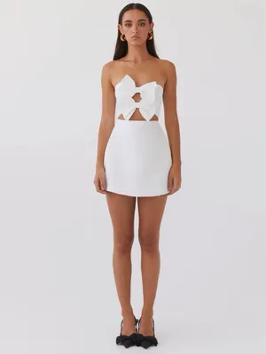 NWT Peppermayo Girl Crush Bow Mini Dress in White, Size 4 thumbnail 4