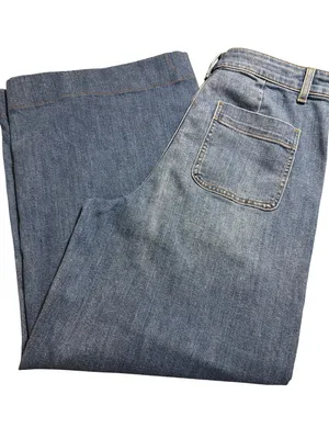 Talbots Wide Leg Jeans High Waist Blue Denim Stretch Flattering Pockets Size 10 thumbnail 3