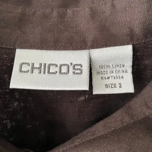 Chico's‎ Coastal 100% Linen Resortwear Button Tunic 2 Brown Shirt Blouse thumbnail 4