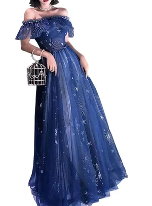 Brand New with Tag A-Line Elegant Prom Formal Evening Dress Off Shoulder Size 10 thumbnail 1